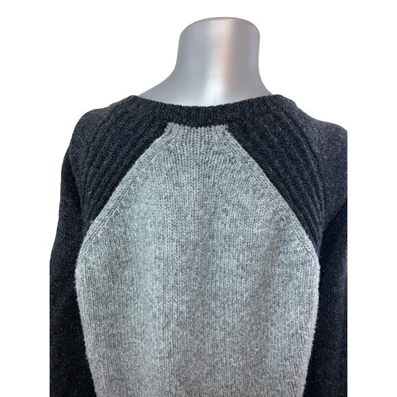 Catherine Malandrino Womens Grey Color Block Wool Sweater Large Boat Neck Cozy - Picture 5 of 10